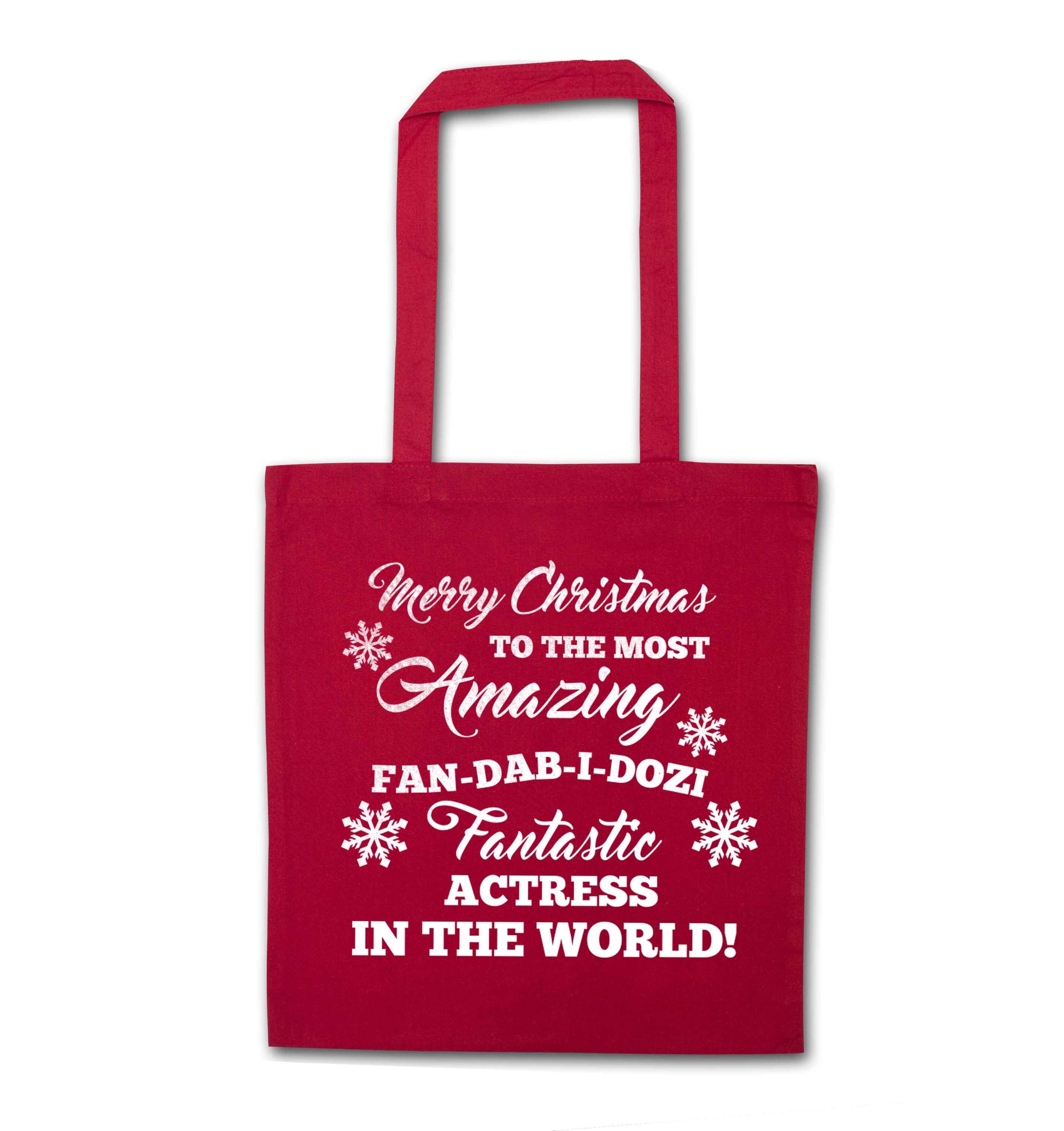 Merry Christmas to the most amazing actress in the world! red tote bag