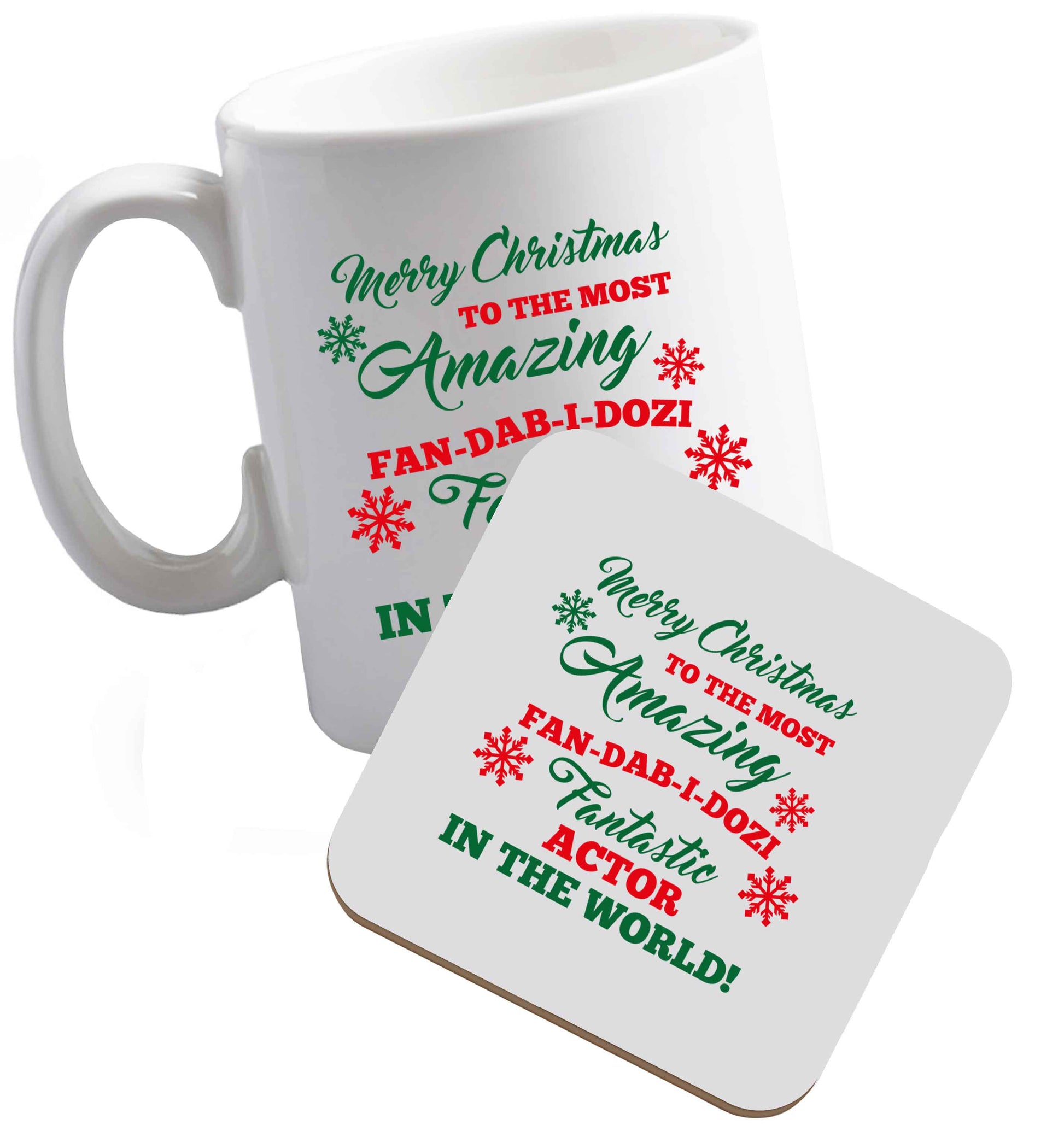10 oz Tis The Season to Drink Whisky ceramic mug and coaster set right handed