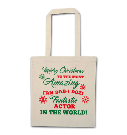 Merry Christmas to the most amazing actor in the world! natural tote bag