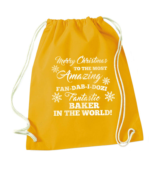 Merry Christmas to the most amazing baker in the world! mustard drawstring bag