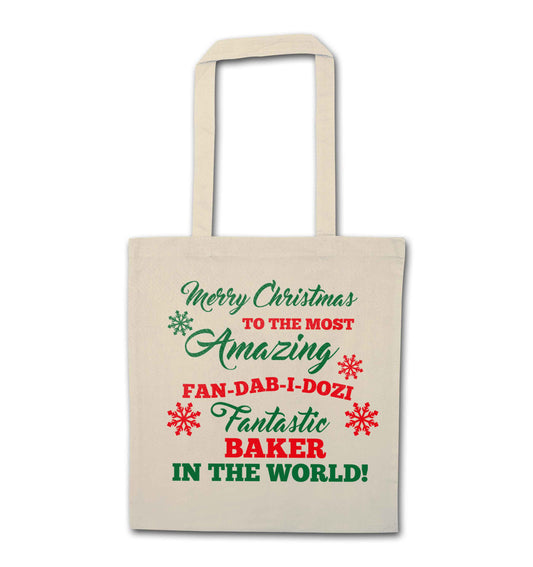 Merry Christmas to the most amazing baker in the world! natural tote bag