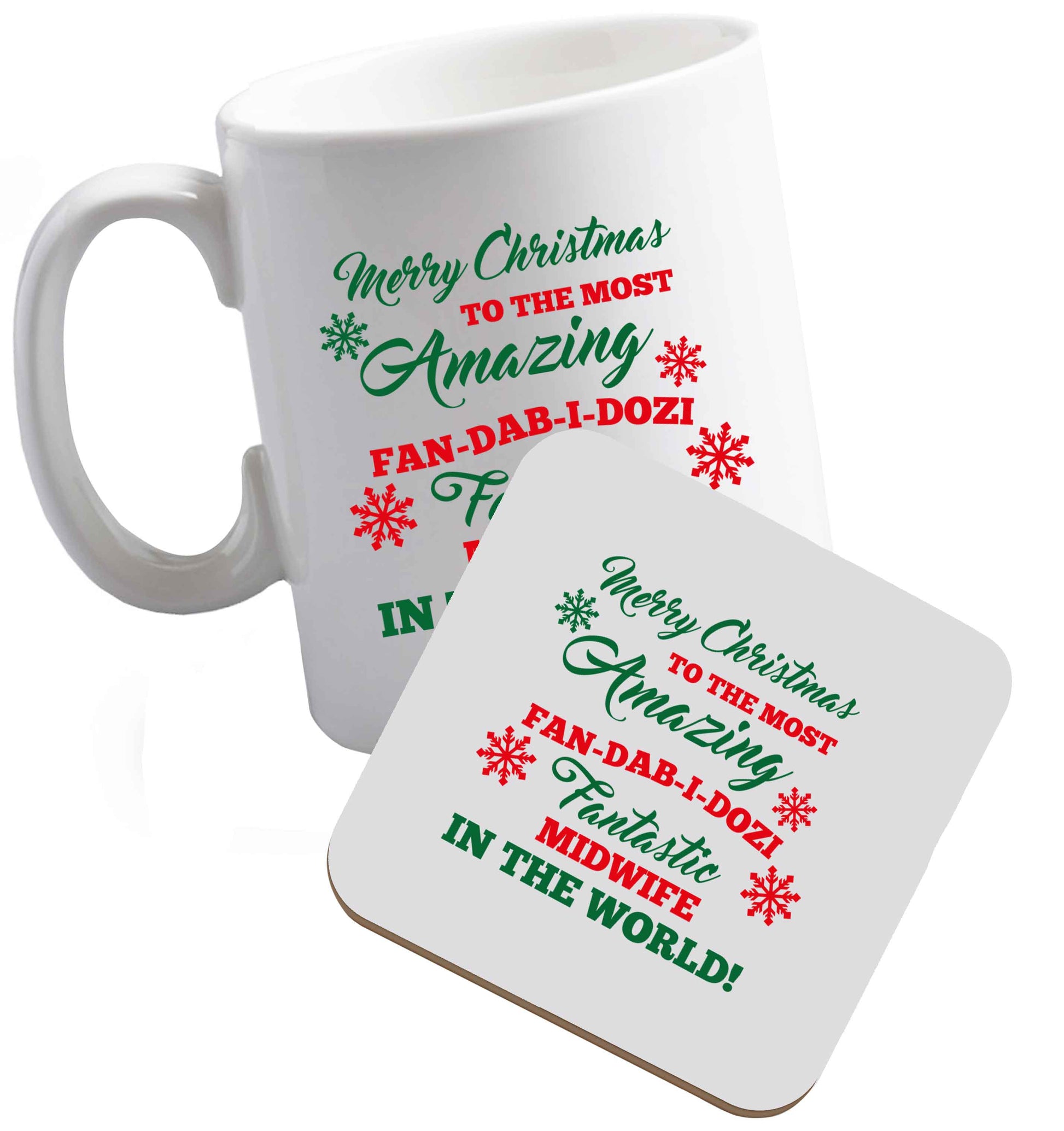 10 oz Tis The Season to Drink Whisky ceramic mug and coaster set right handed