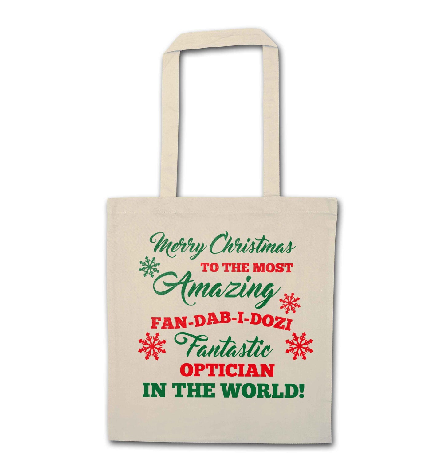 Merry Christmas to the most amazing optician in the world! natural tote bag
