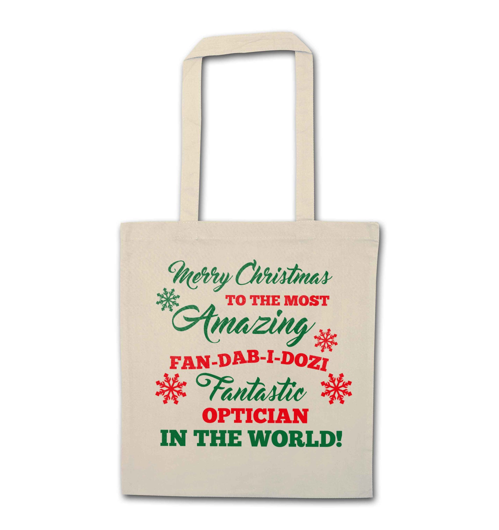 Merry Christmas to the most amazing optician in the world! natural tote bag