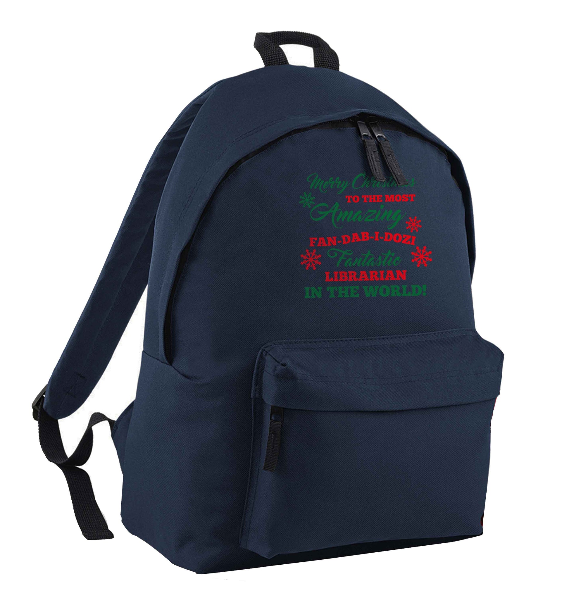 Merry Christmas to the most amazing librarian in the world! navy adults backpack