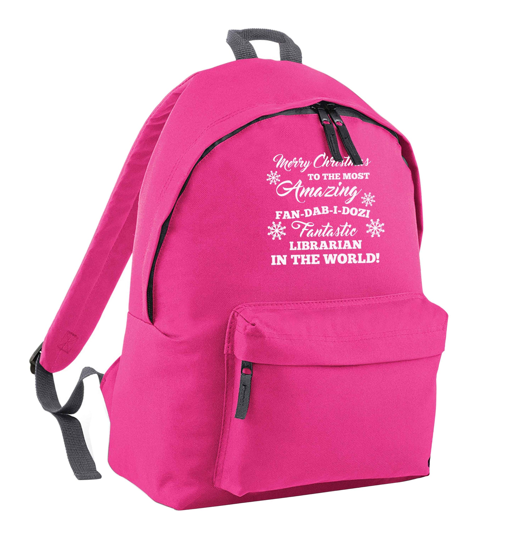 Merry Christmas to the most amazing librarian in the world! pink adults backpack