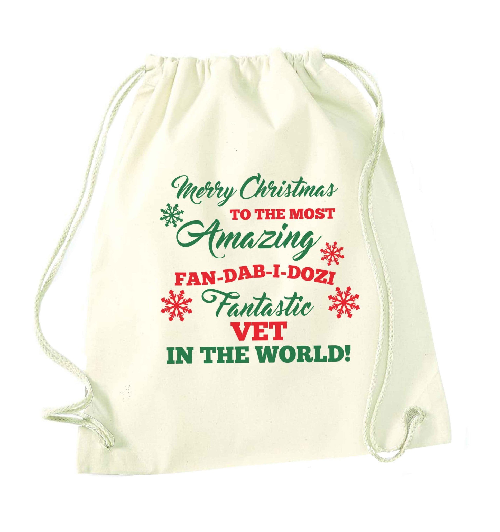 Merry Christmas to the most amazing vet in the world! natural drawstring bag