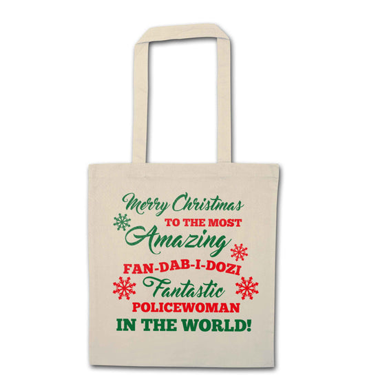 Merry Christmas to the most amazing policewoman in the world! natural tote bag