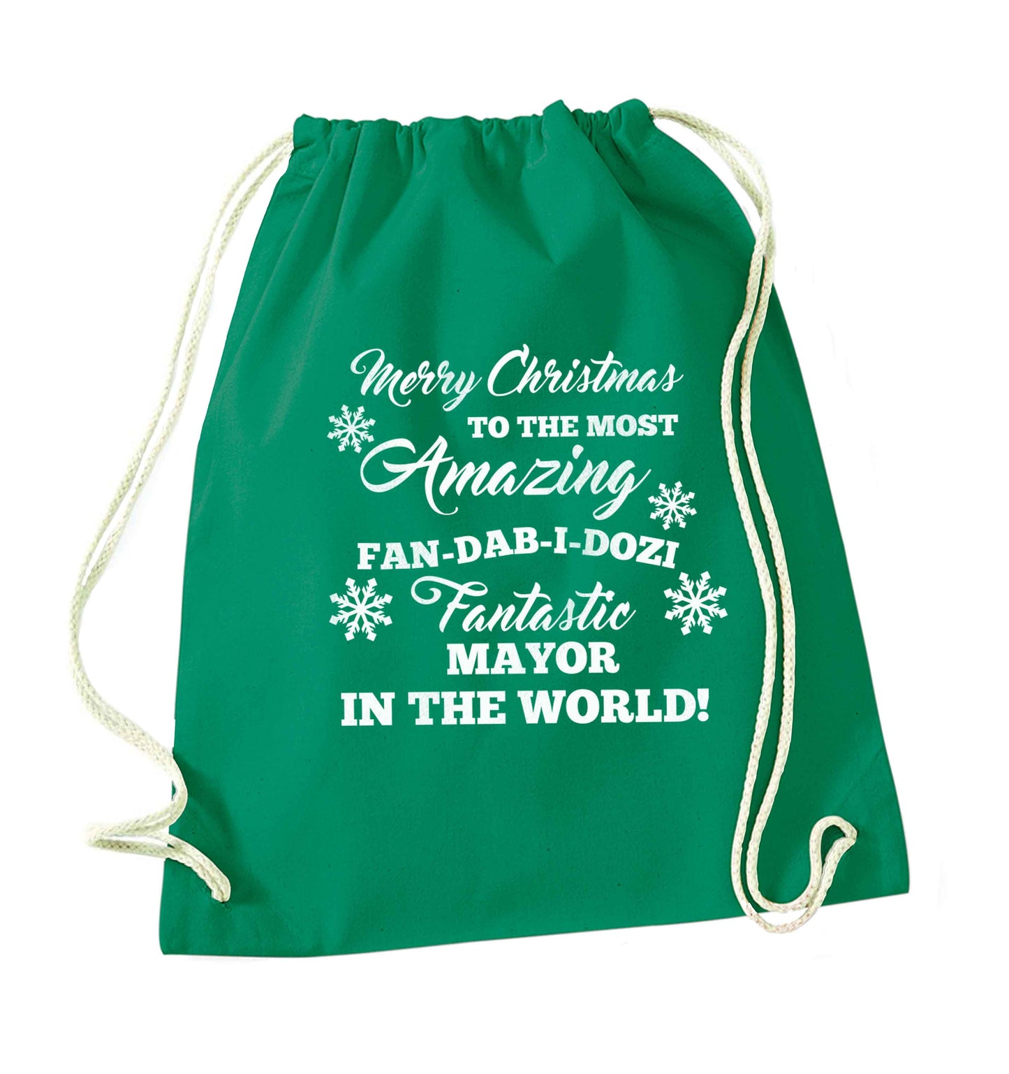 Merry Christmas to the most amazing fireman in the world! green drawstring bag