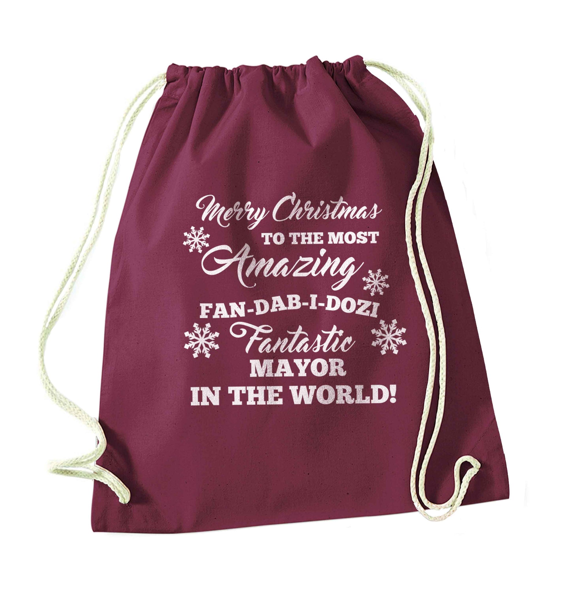 Merry Christmas to the most amazing fireman in the world! maroon drawstring bag
