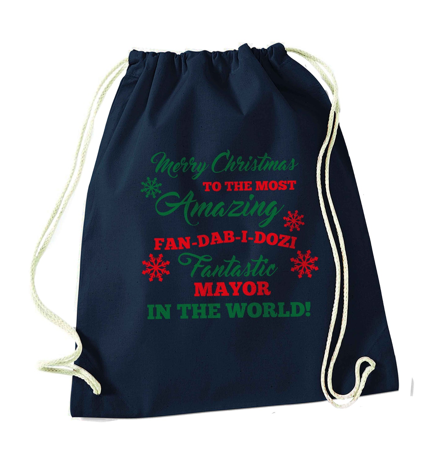Merry Christmas to the most amazing fireman in the world! navy drawstring bag