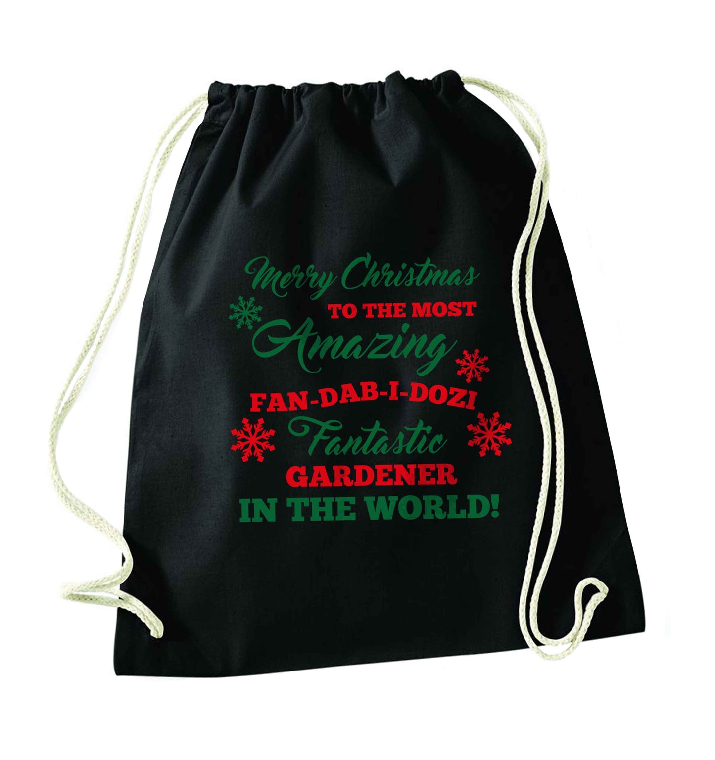 Merry Christmas to the most amazing gardener in the world! black drawstring bag