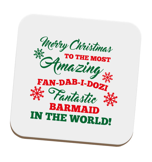 Merry Christmas to the most amazing barmaid in the world! set of four coasters