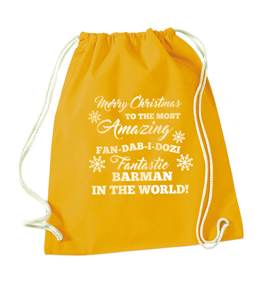 Merry Christmas to the most amazing barman in the world! mustard drawstring bag