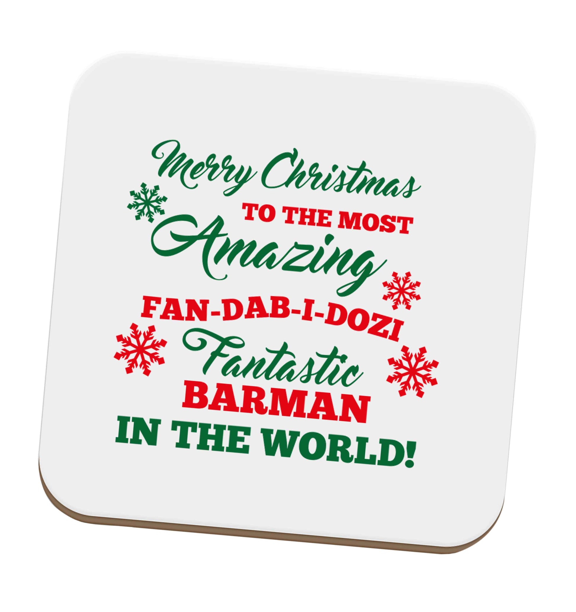 Merry Christmas to the most amazing barman in the world! set of four coasters