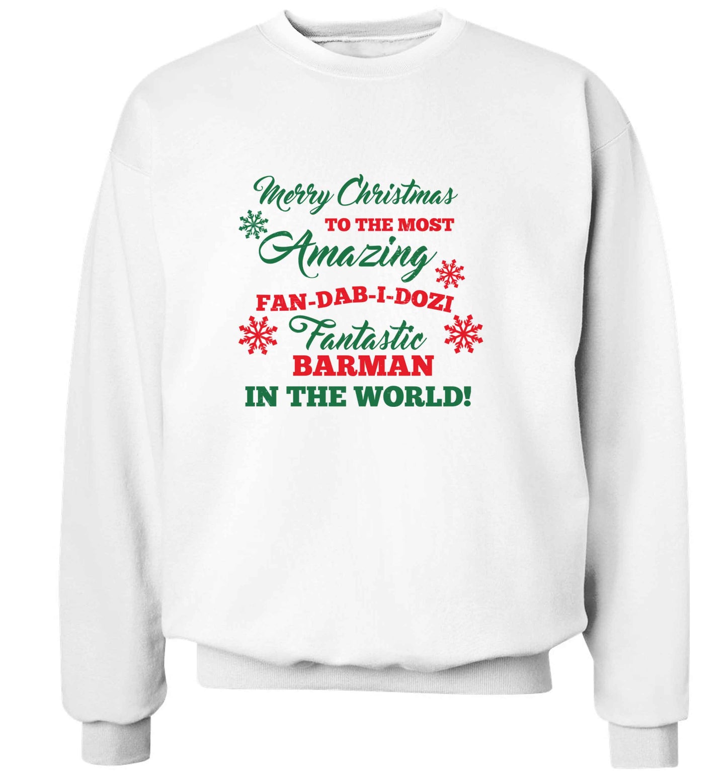 Merry Christmas to the most amazing barman in the world! adult's unisex white sweater 2XL