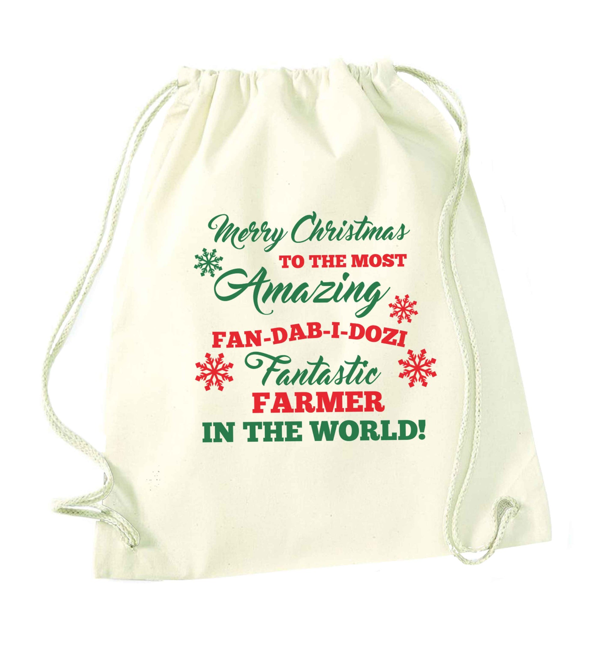 Merry Christmas to the most amazing farmer in the world! natural drawstring bag