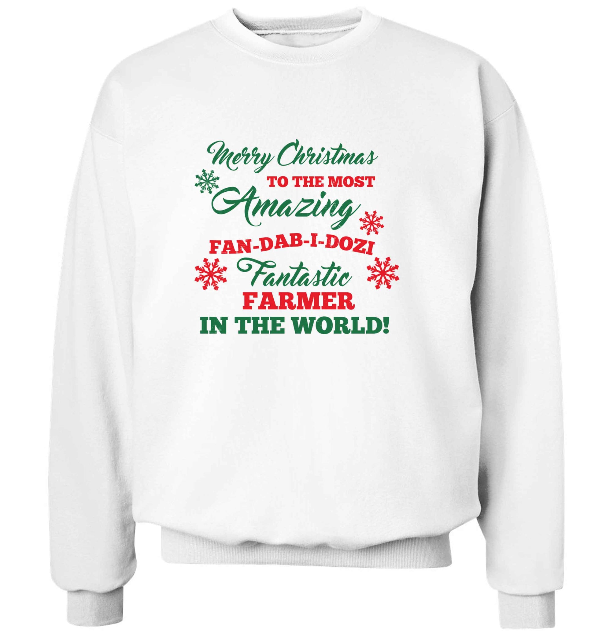 Merry Christmas to the most amazing farmer in the world! adult's unisex white sweater 2XL