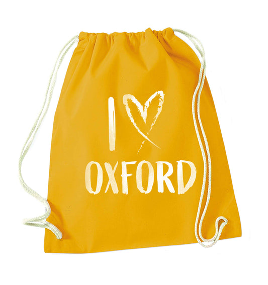 I love Oxford mustard drawstring bag