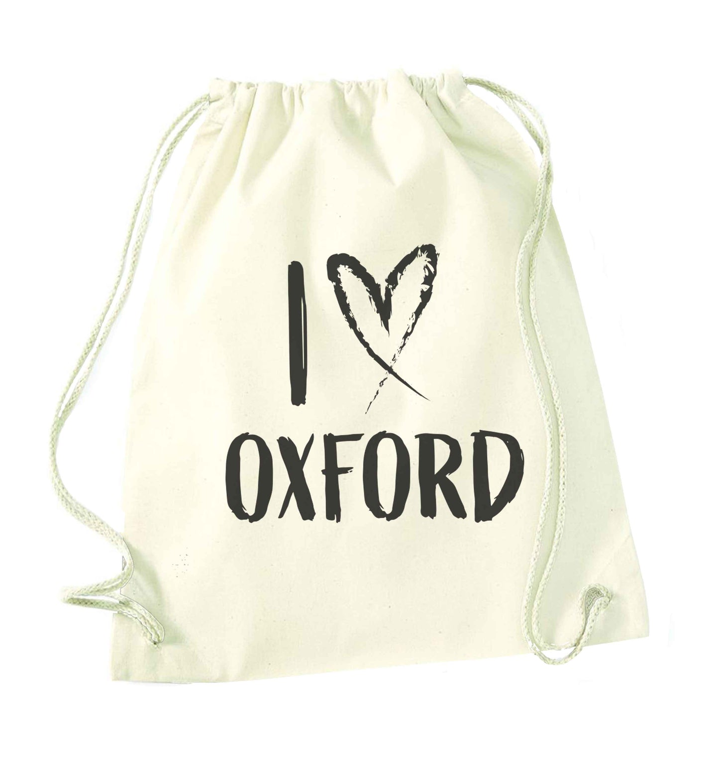 I love Oxford natural drawstring bag