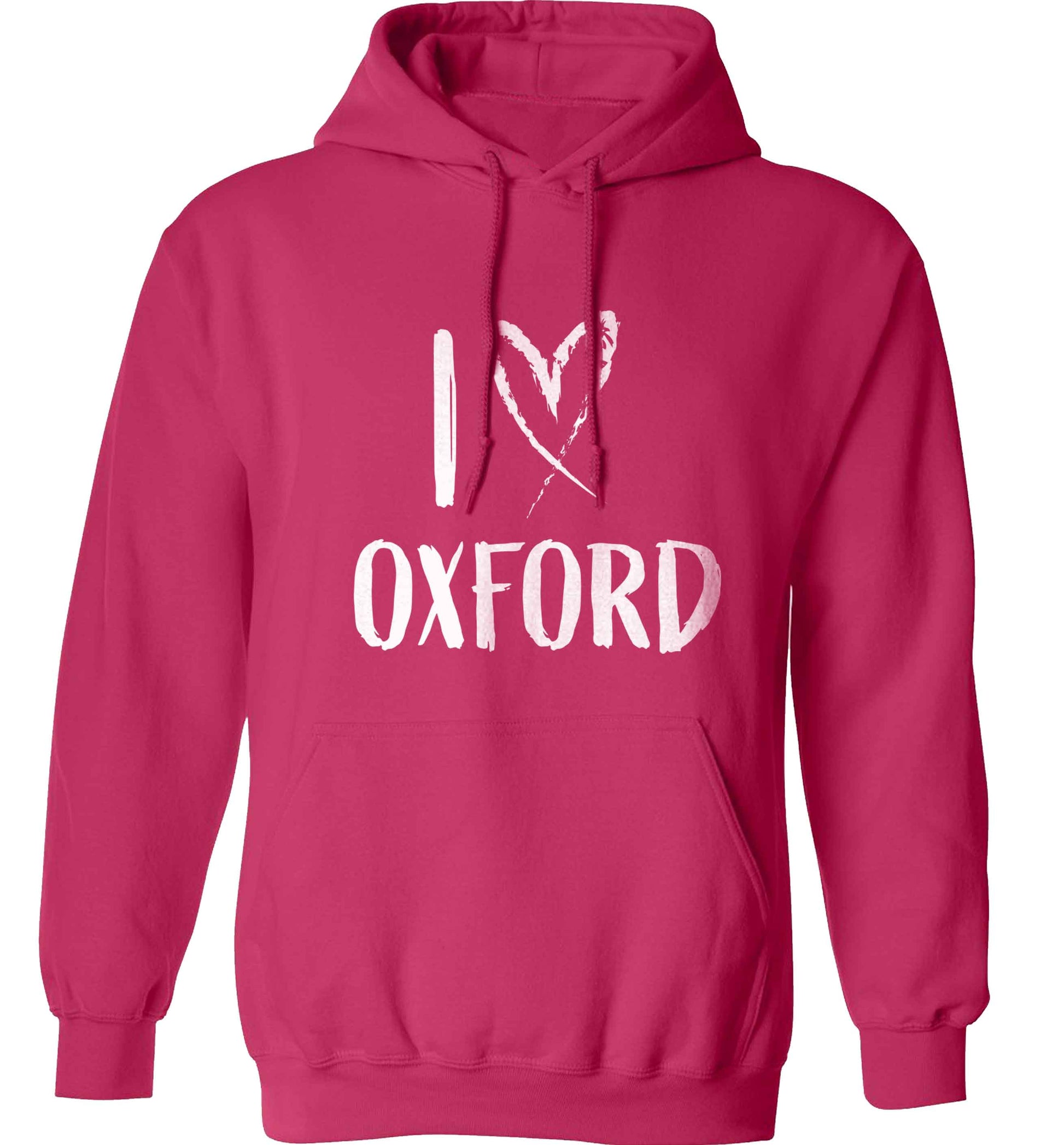 I love Oxford adults unisex pink hoodie 2XL