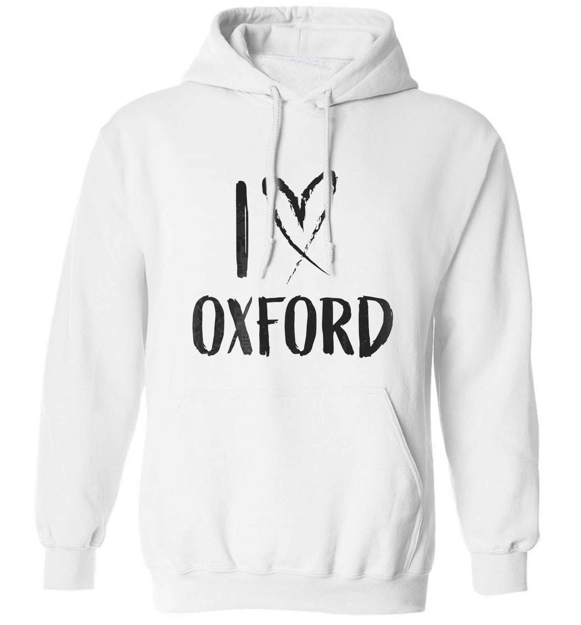 I love Oxford adults unisex white hoodie 2XL