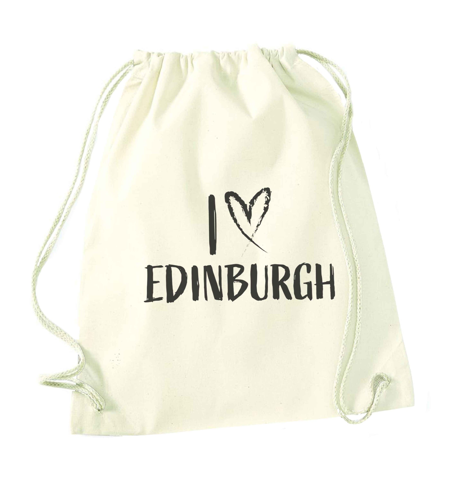 I love Edinburgh natural drawstring bag