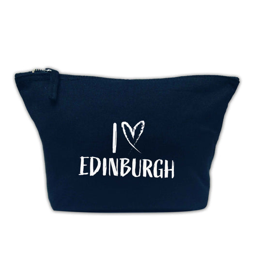 I love Edinburgh navy makeup bag
