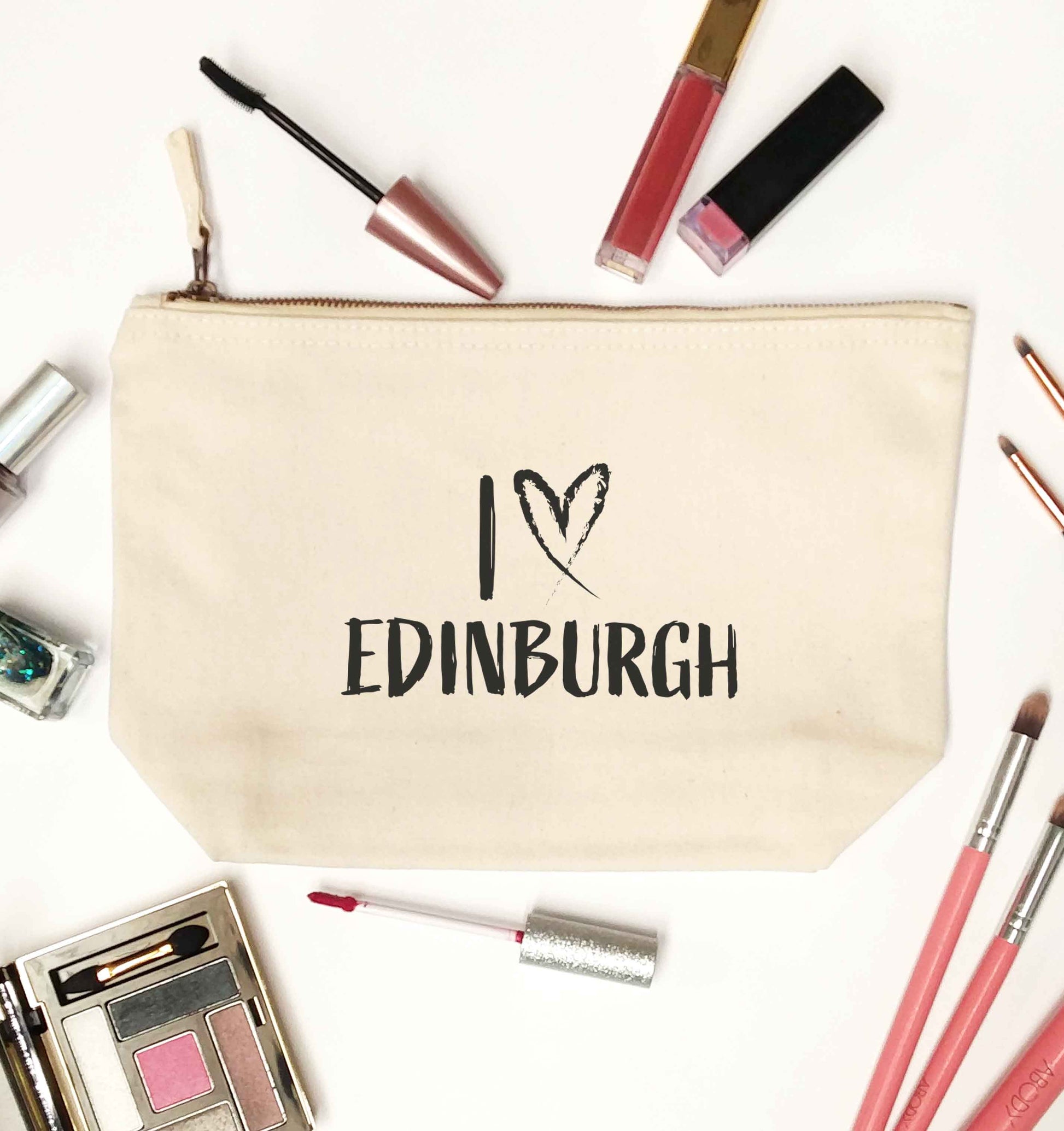 I love Edinburgh natural makeup bag