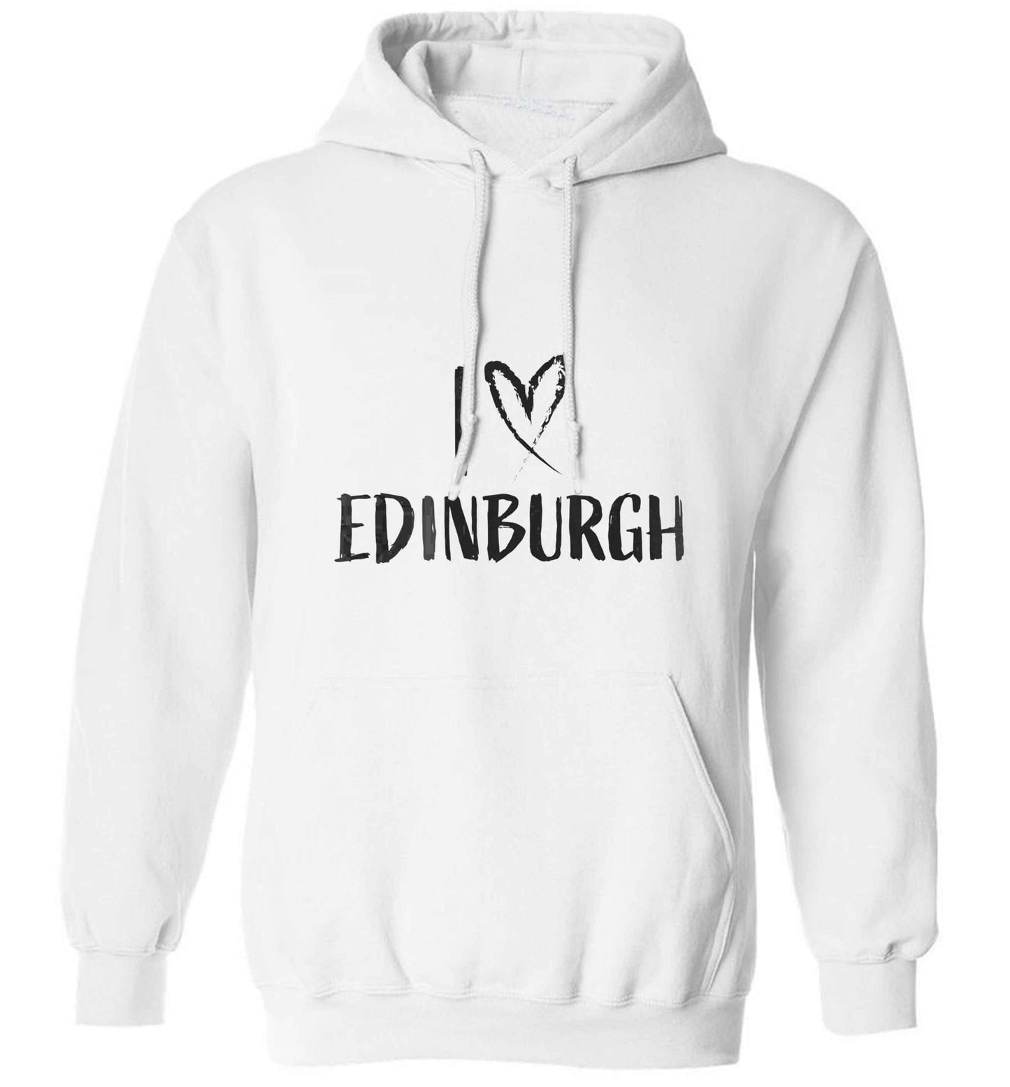 I love Edinburgh adults unisex white hoodie 2XL