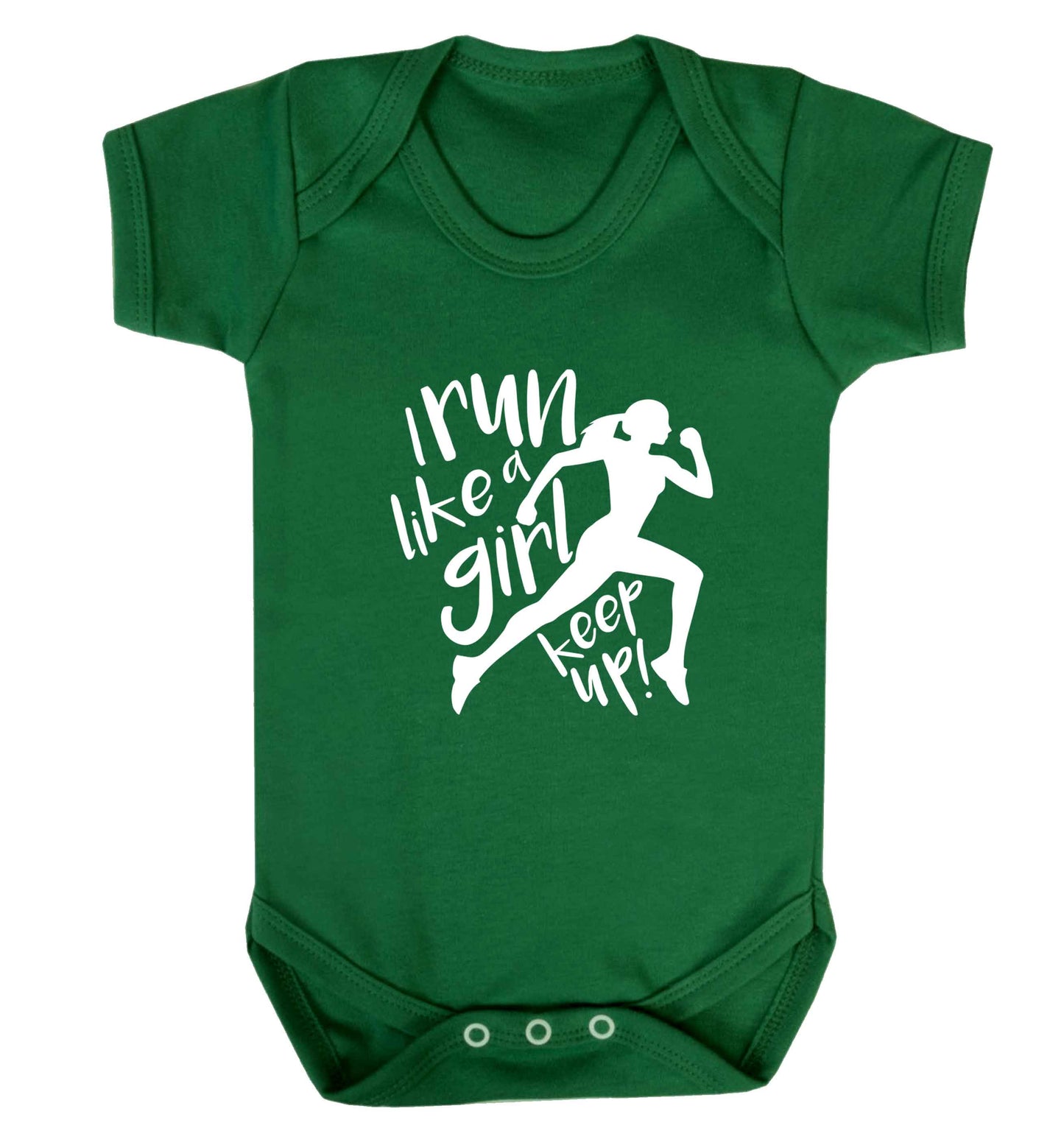 I run like a girl, keep up! baby vest green 18-24 months