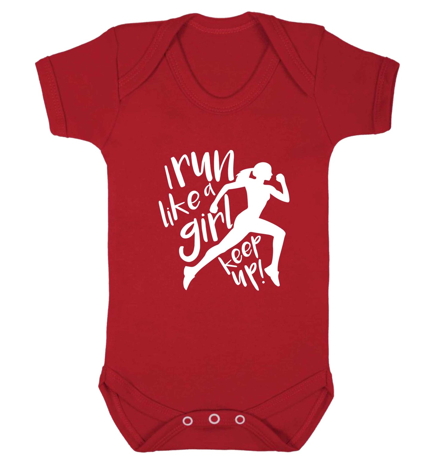 I run like a girl, keep up! baby vest red 18-24 months