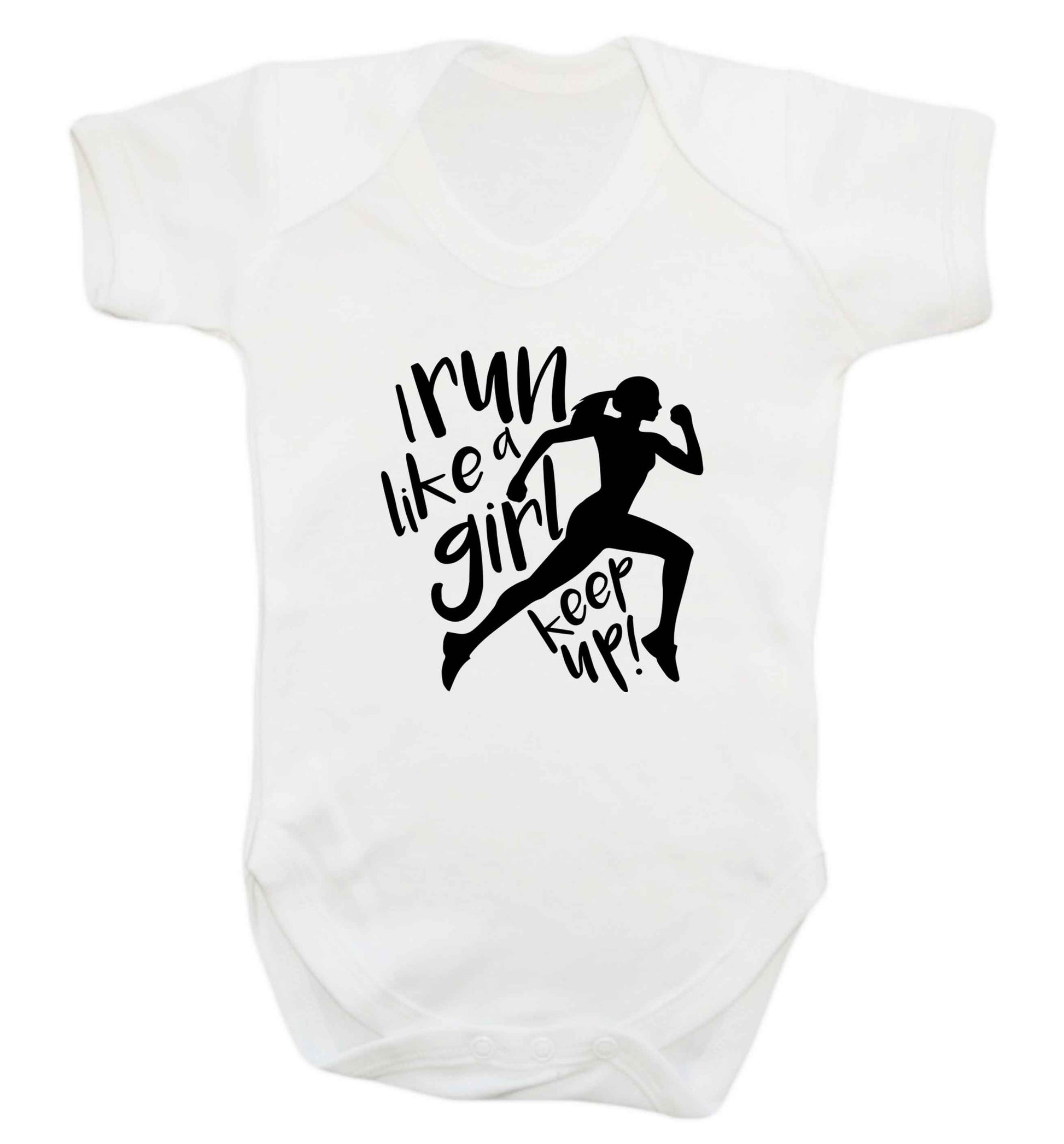I run like a girl, keep up! baby vest white 18-24 months