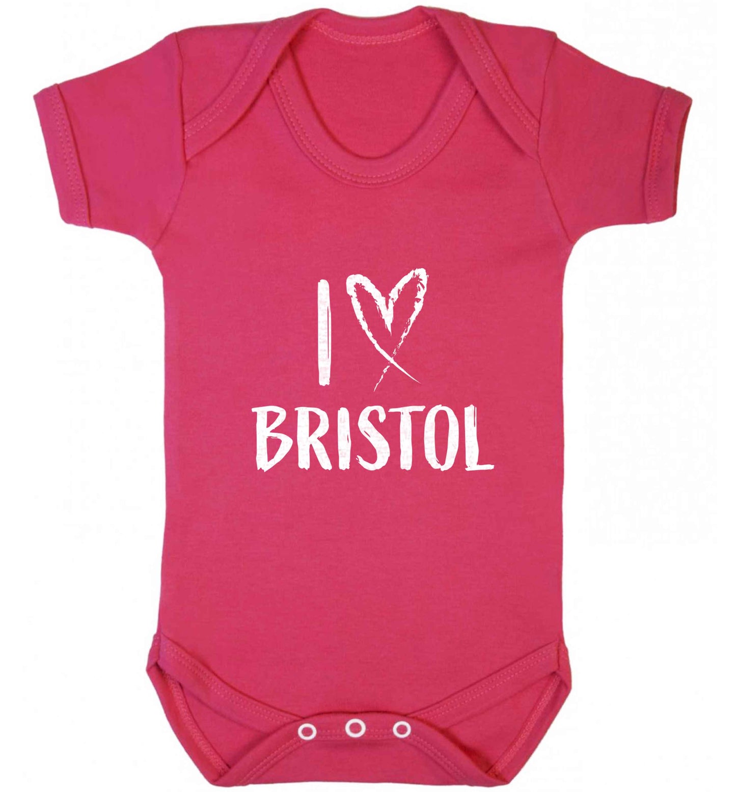 I love Bristol baby vest dark pink 18-24 months