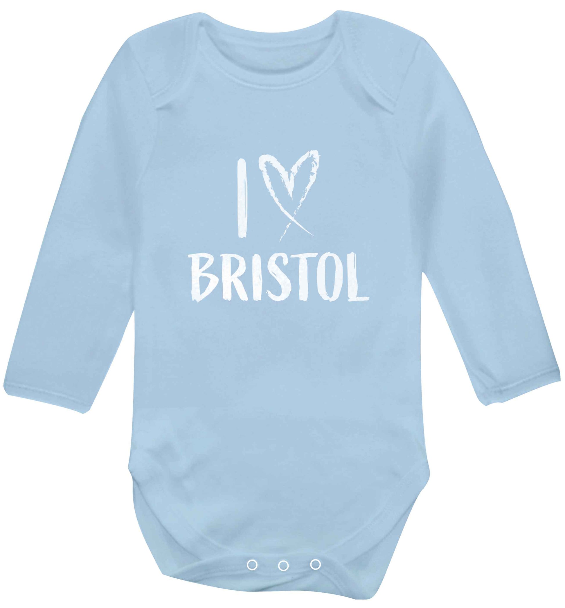 I love Bristol baby vest long sleeved pale blue 6-12 months