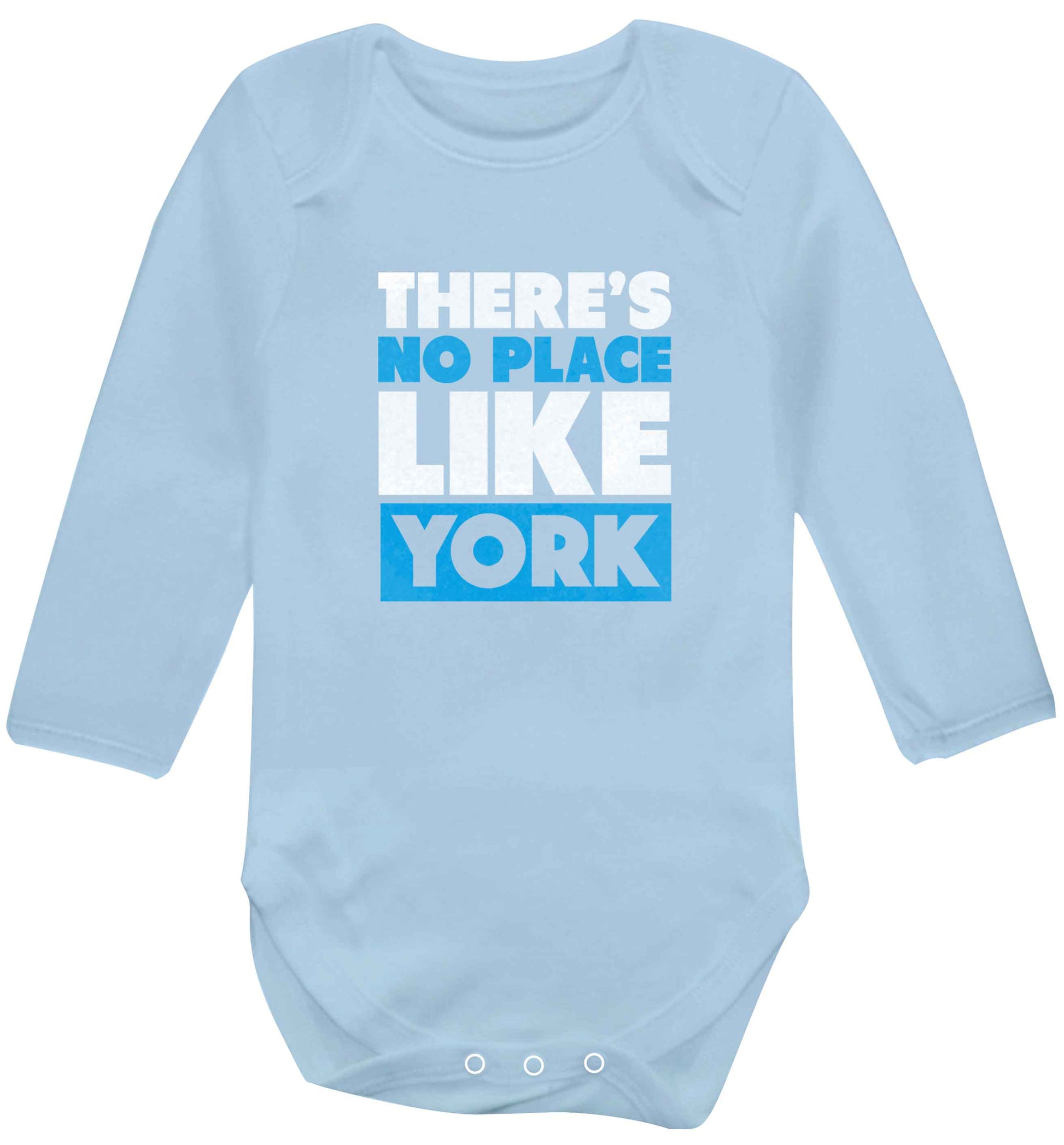 There's no place like york baby vest long sleeved pale blue 6-12 months