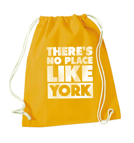 There's no place like york mustard drawstring bag