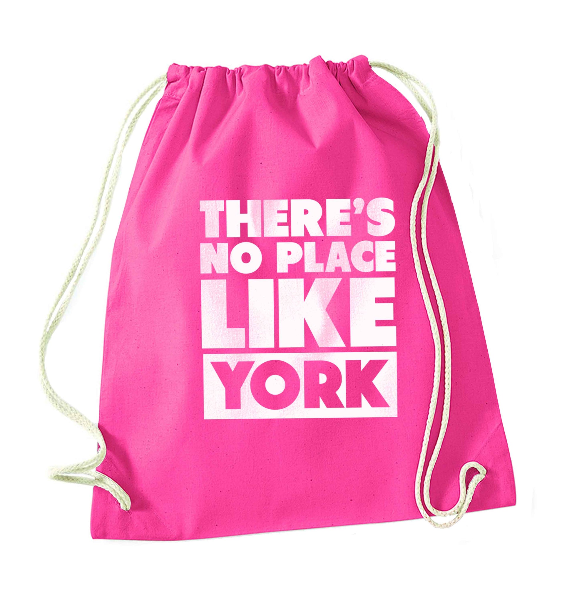 There's no place like york pink drawstring bag