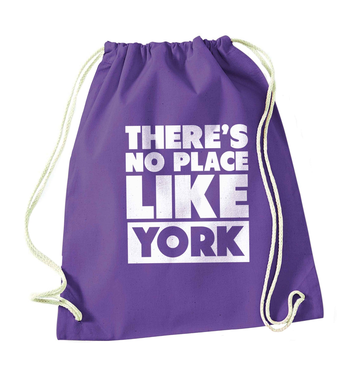 There's no place like york purple drawstring bag