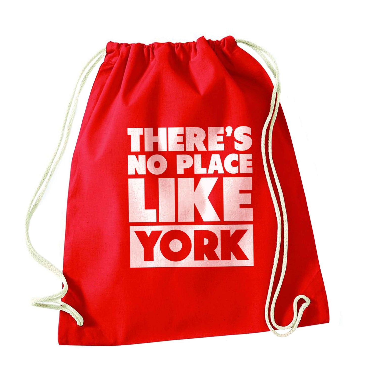 There's no place like york red drawstring bag 