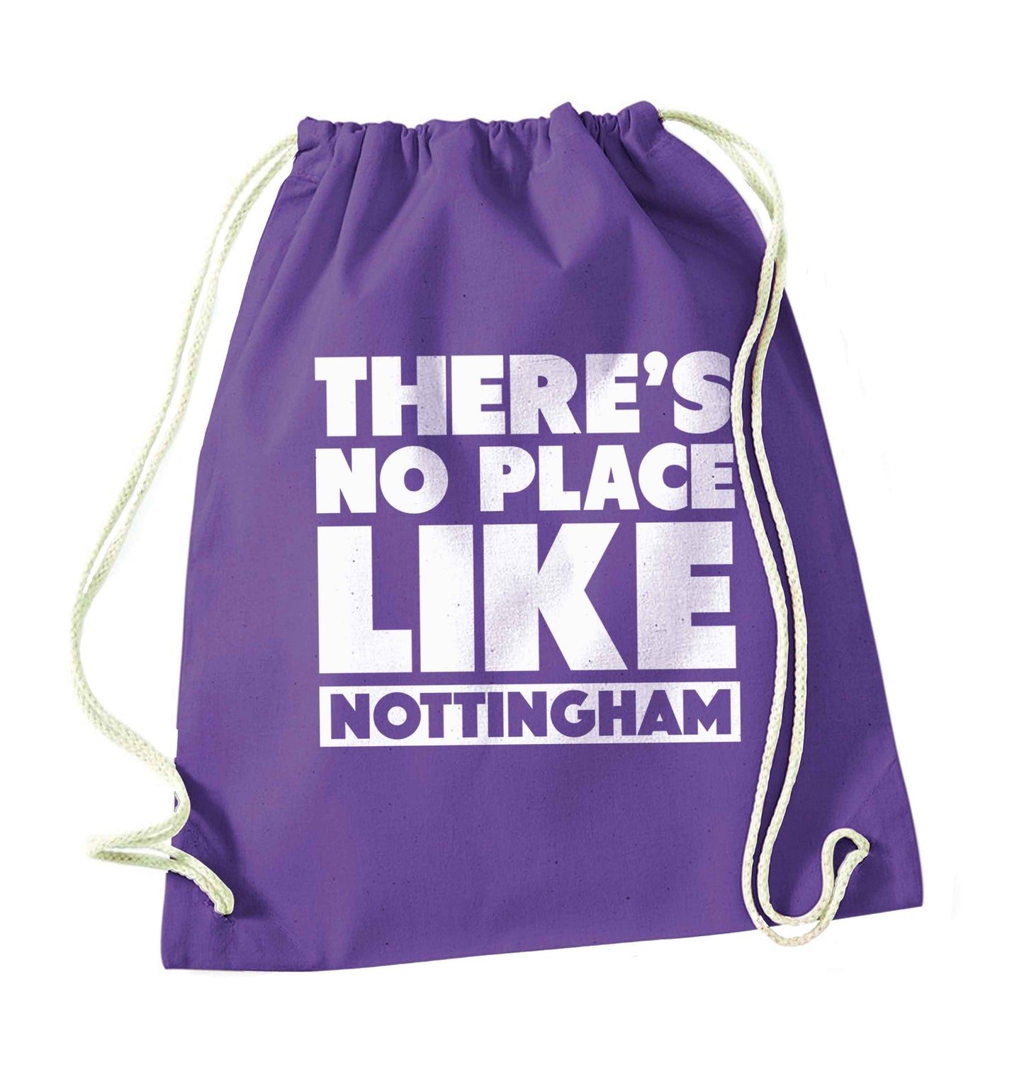 There's no place like Nottingham purple drawstring bag