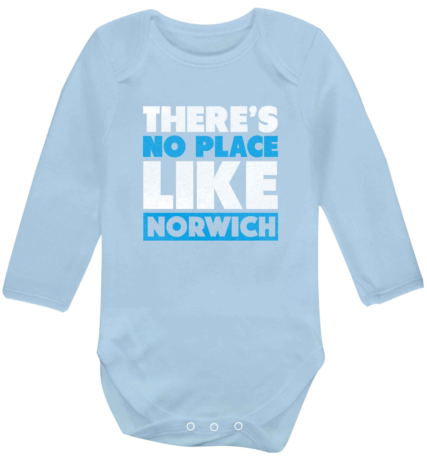 There's no place like Norwich baby vest long sleeved pale blue 6-12 months