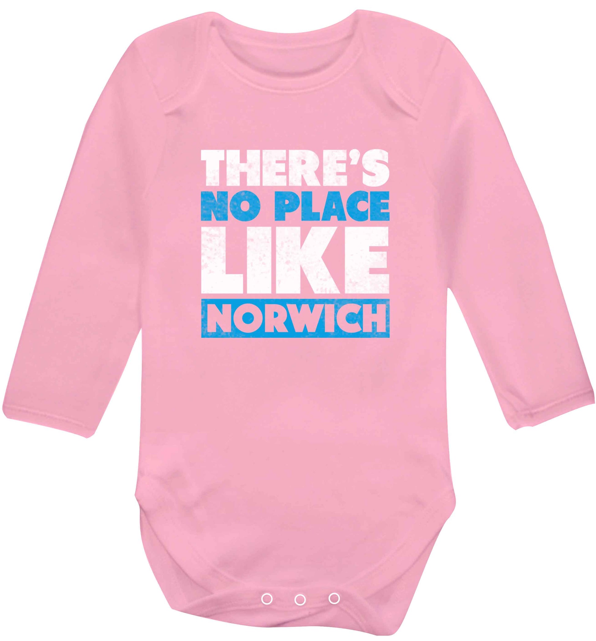 There's no place like Norwich baby vest long sleeved pale pink 6-12 months