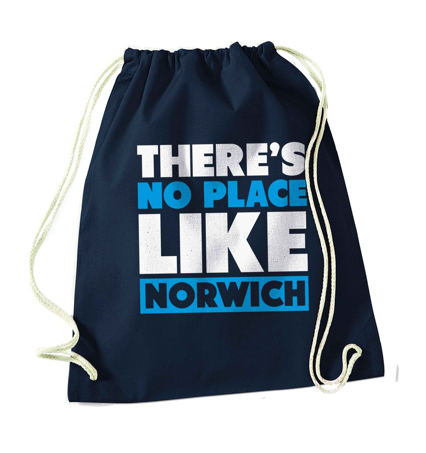 There's no place like Norwich navy drawstring bag