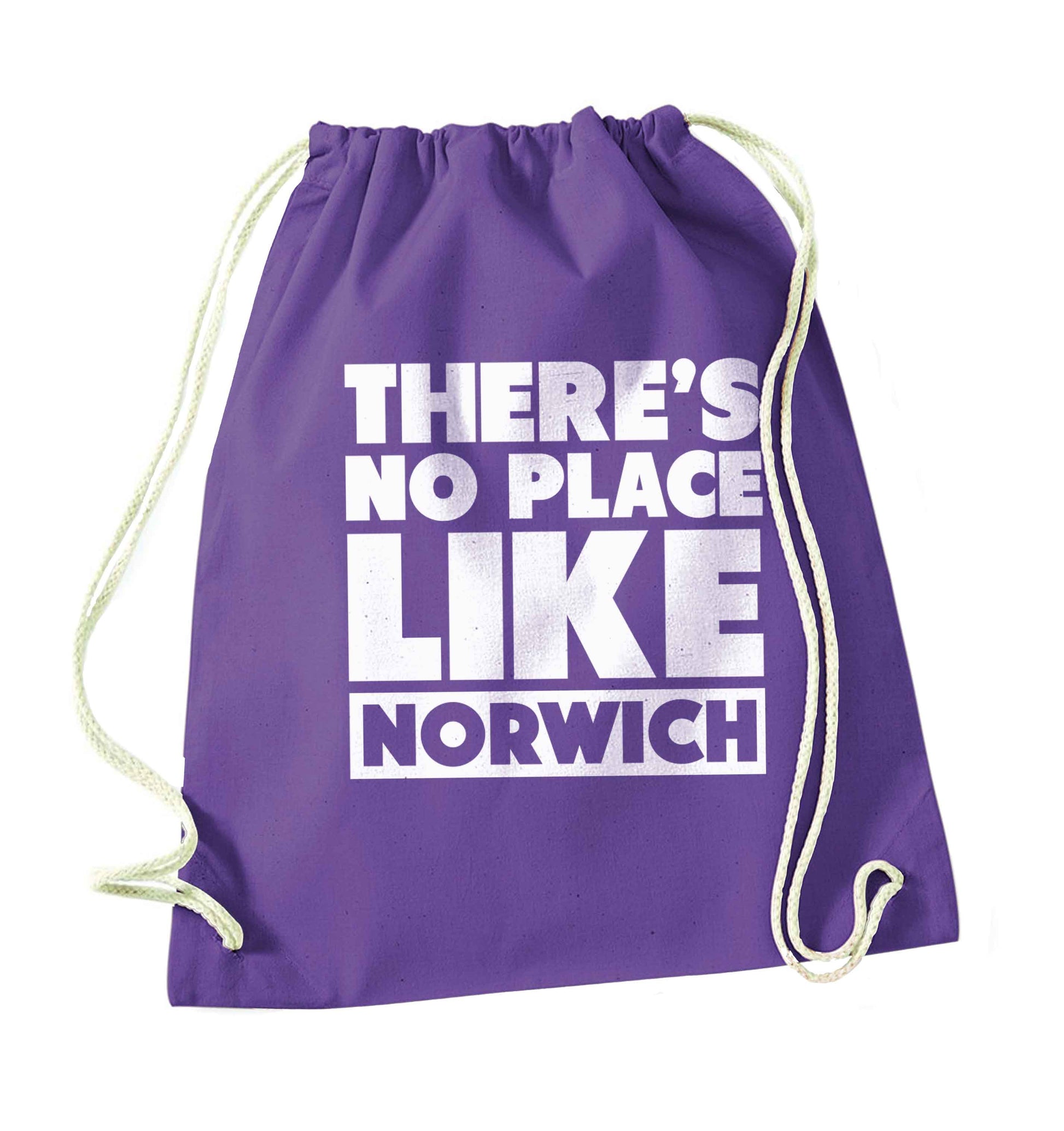 There's no place like Norwich purple drawstring bag
