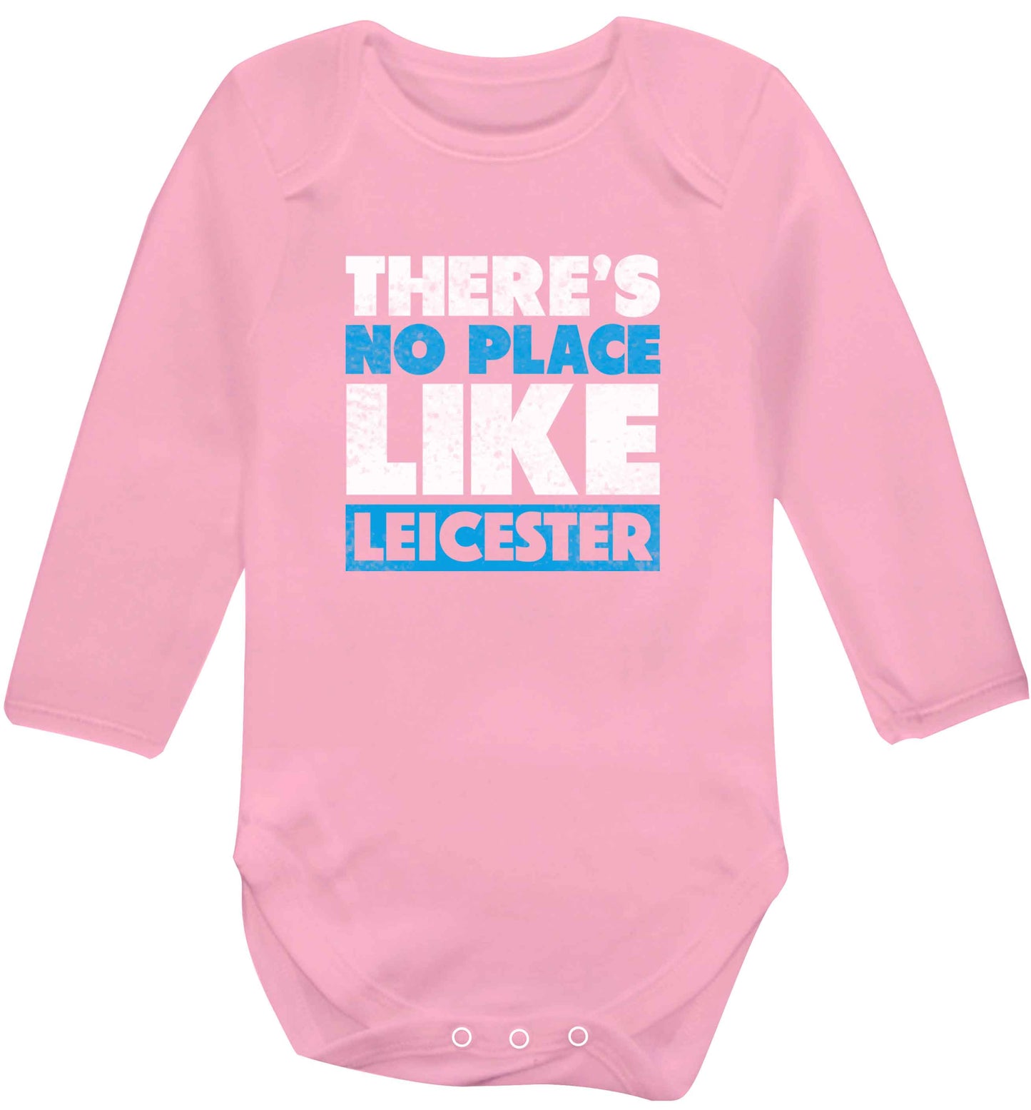 There's no place like Leicester baby vest long sleeved pale pink 6-12 months