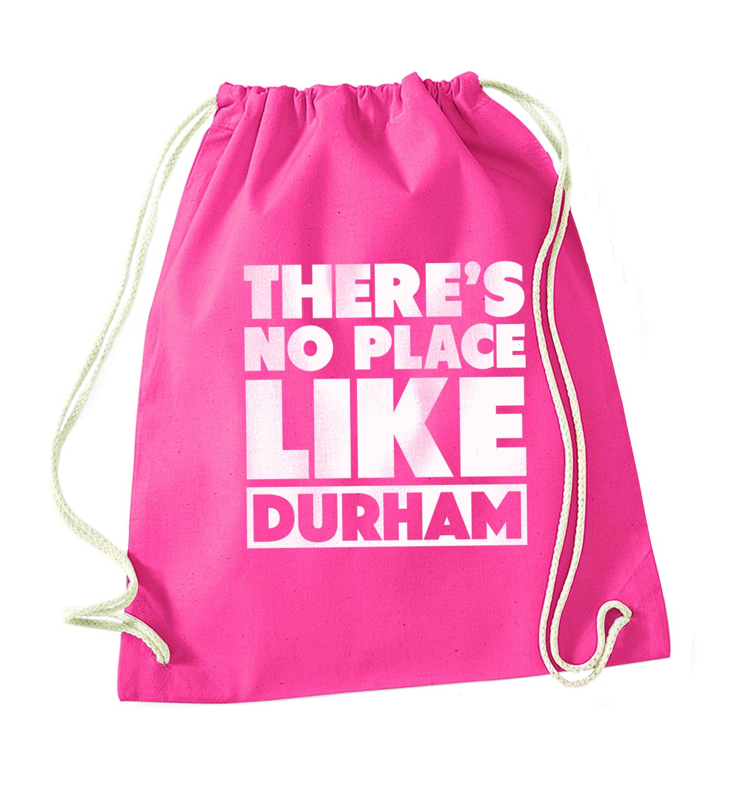 There's no place like Durham pink drawstring bag