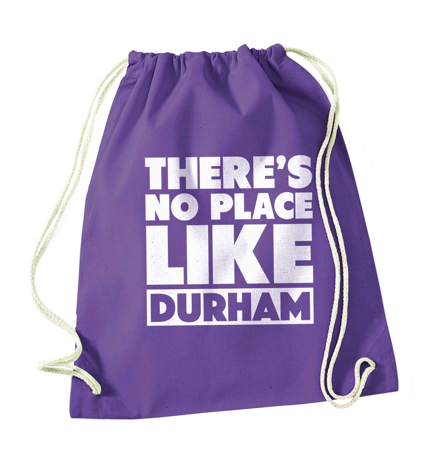 There's no place like Durham purple drawstring bag