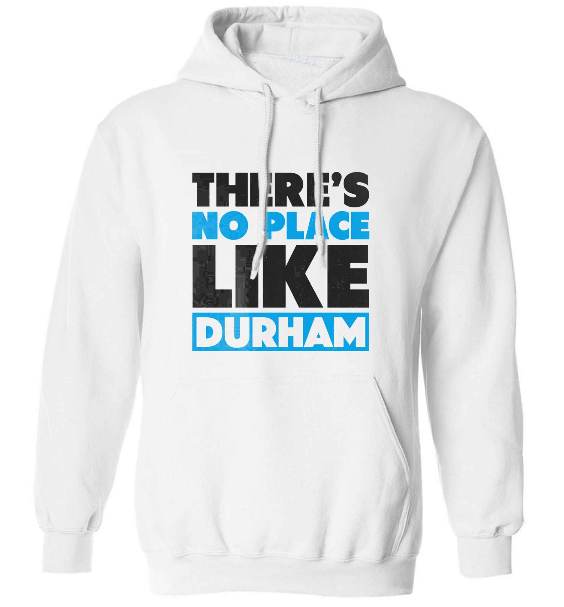 There's no place like Durham adults unisex white hoodie 2XL
