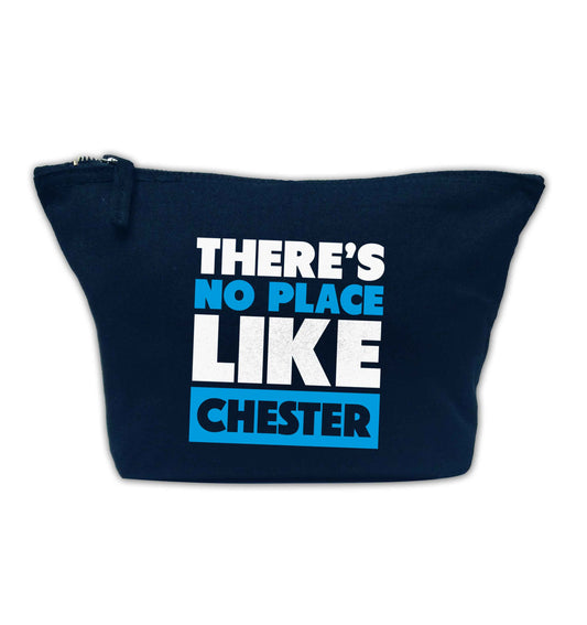 There's no place like Chester navy makeup bag